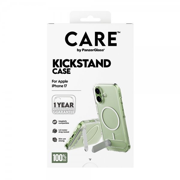 CARE by PanzerGlass iPhone 17 Skal Kickstand MagSafe Transparent