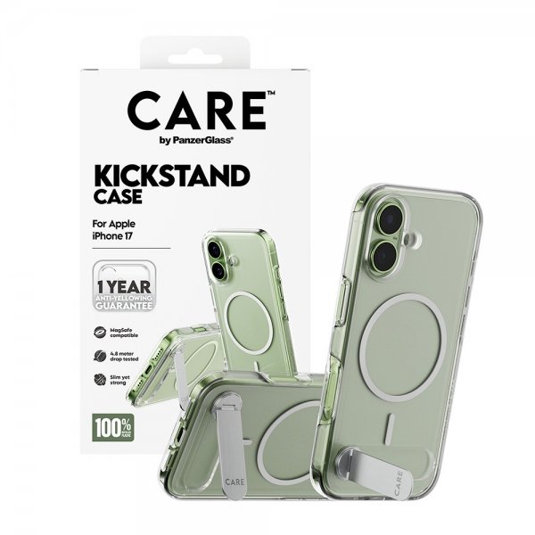 CARE by PanzerGlass iPhone 17 Skal Kickstand MagSafe Transparent