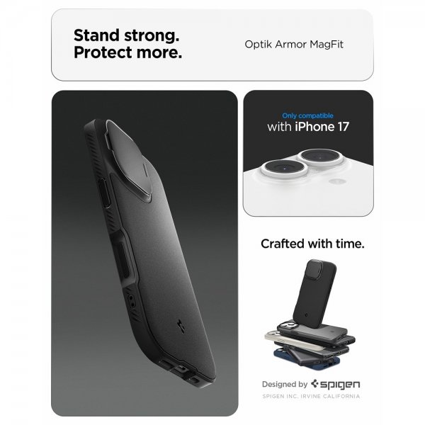 Spigen iPhone 17 Skal Optik Armor MagFit Svart