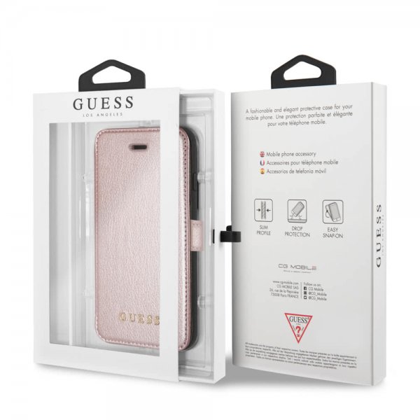 Guess iPhone 7/8/SE Fodral Iridescent Book Case Roseguld