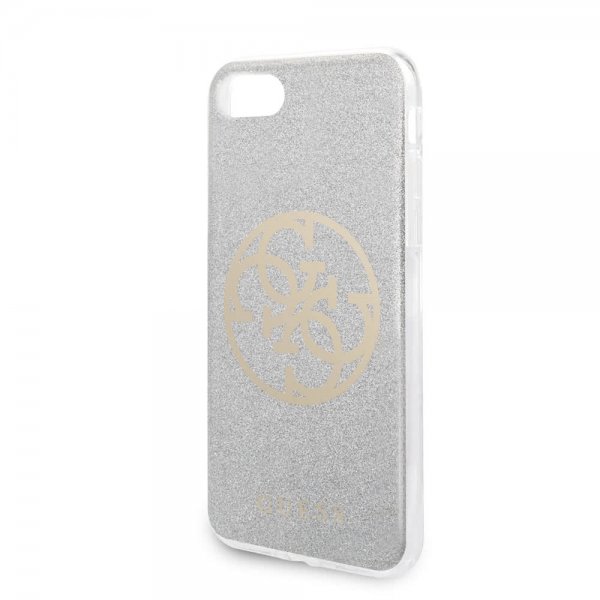 Guess iPhone 7/8/SE Skal Glitter Circle Silver