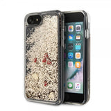 Guess iPhone 7/8/SE Skal Glitter Floating Hearts Guld