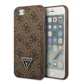 Guess iPhone 7/8/SE Skal Double Cardslot Metal Triangle Brun