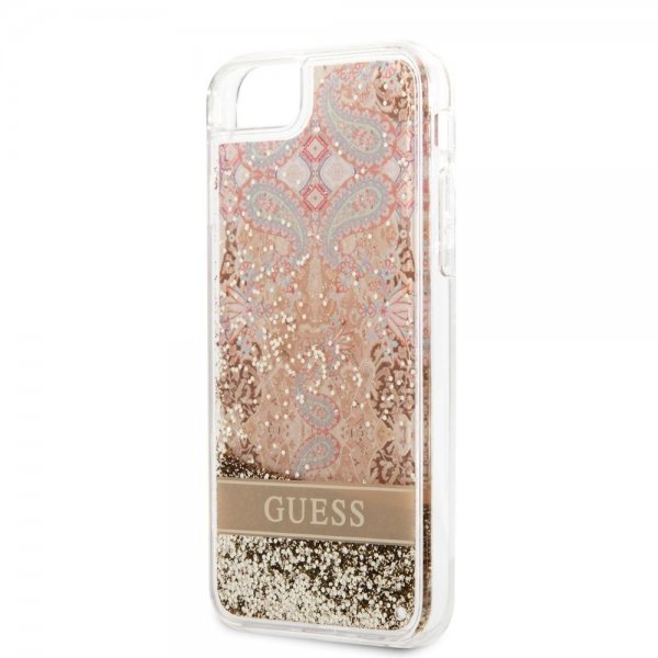 Guess iPhone 7/8/SE Skal Liquid Glitter Paisley Pattern Guld