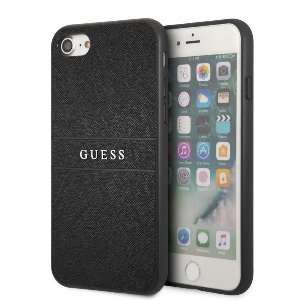 Guess iPhone 7/8/SE Skal Saffiano Metal Logo Svart