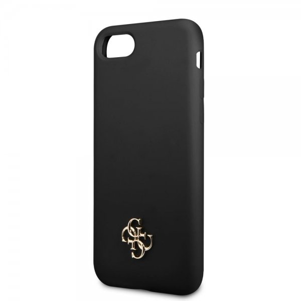 Guess iPhone 7/8/SE Skal Silicone Metal Logo 4G Svart