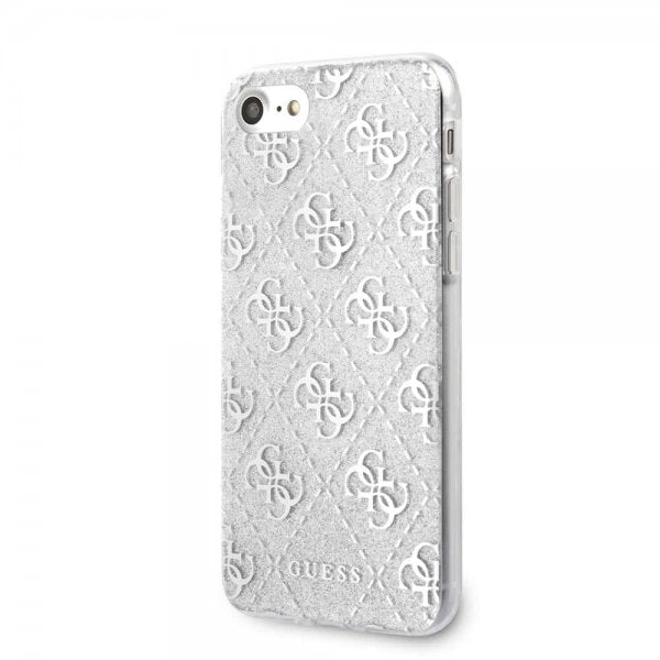 Guess iPhone 7/8/SE Skal Glitter Cover Peony Silver