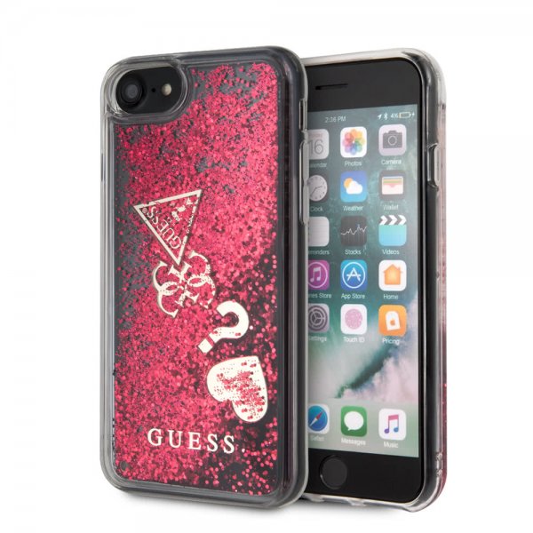 Guess iPhone 7/8/SE Skal Glitter Hearts Röd