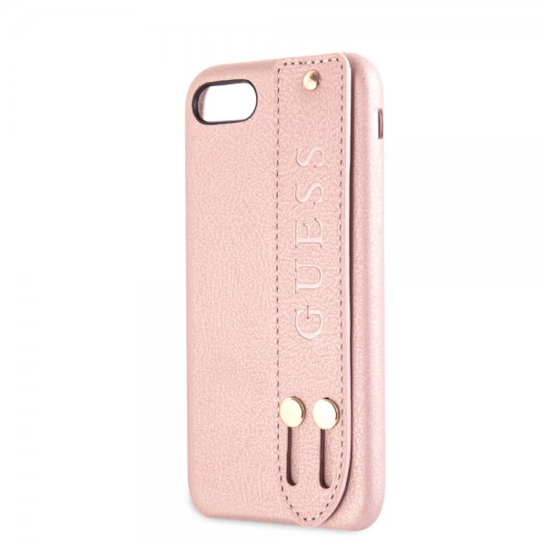 Guess iPhone 7/8/SE Skal Saffiano Strap Case Roseguld