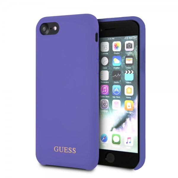 Guess iPhone 7/8/SE Skal Silicone Logo Lila