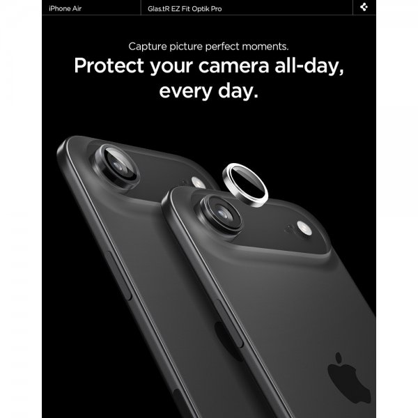 Spigen iPhone Air Kameraskydd GLAS.tR EZ Fit Optik Pro 2-pack Silver