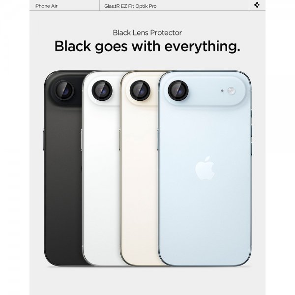 Spigen iPhone Air Kameraskydd GLAS.tR EZ Fit Optik Pro 2-pack Svart