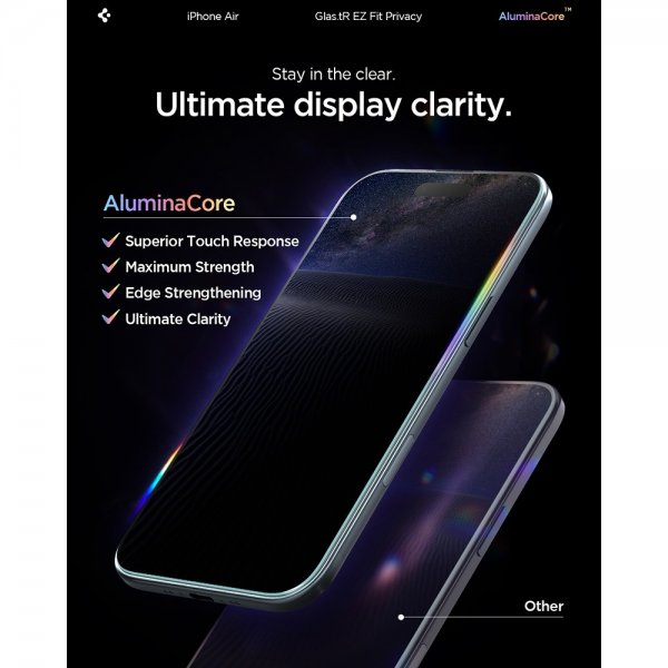 Spigen iPhone Air Skärmskydd GLAS.tR EZ Fit Privacy 2-pack