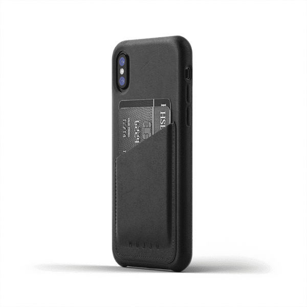Mujjo iPhone X/Xs Skal Full Leather Wallet Case Svart