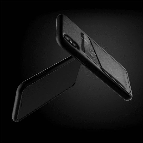 Mujjo iPhone X/Xs Skal Full Leather Wallet Case Svart