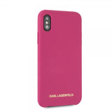 Karl Lagerfeld iPhone X/Xs Skal Silikon Lagerfeld Guld Logo Magenta