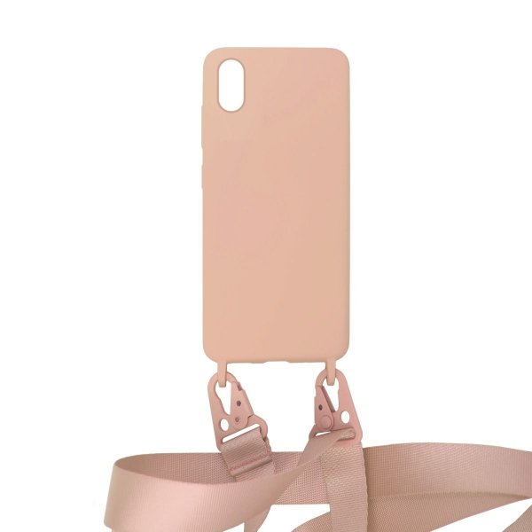 iPhone X/iPhone Xs Skal Silikon med Halsband Rosa