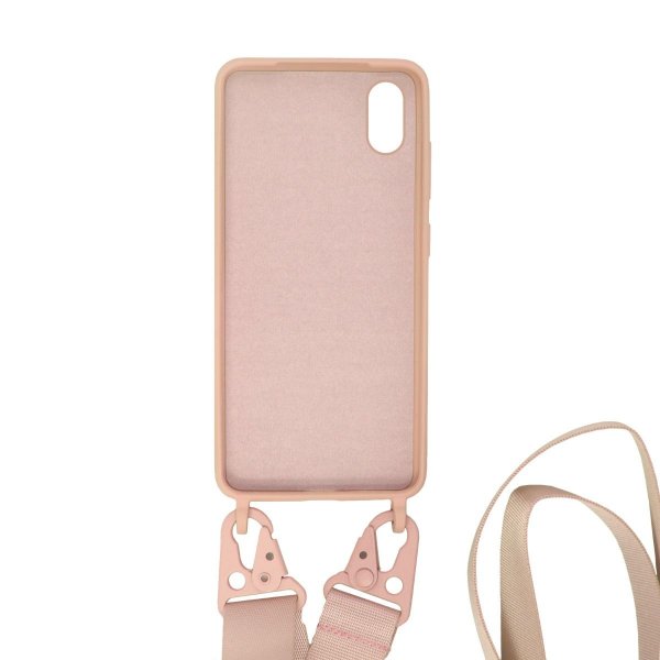 iPhone X/iPhone Xs Skal Silikon med Halsband Rosa