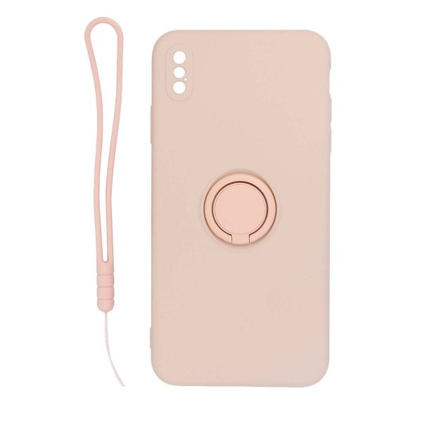 iPhone X/iPhone Xs Skal Silikon med Ringhållare Rosa