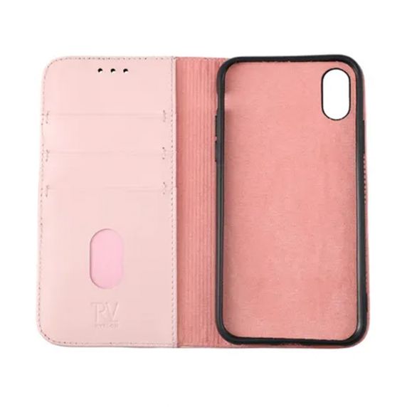 Rvelon iPhone X/iPhone Xs Fodral Äkta Läder Rosa