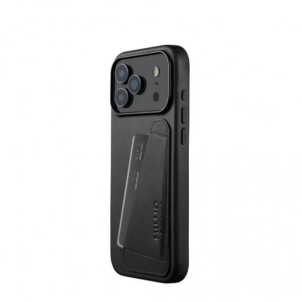 Mujjo iPhone 17 Pro Max Skal Full Leather Wallet Case MagSafe Svart