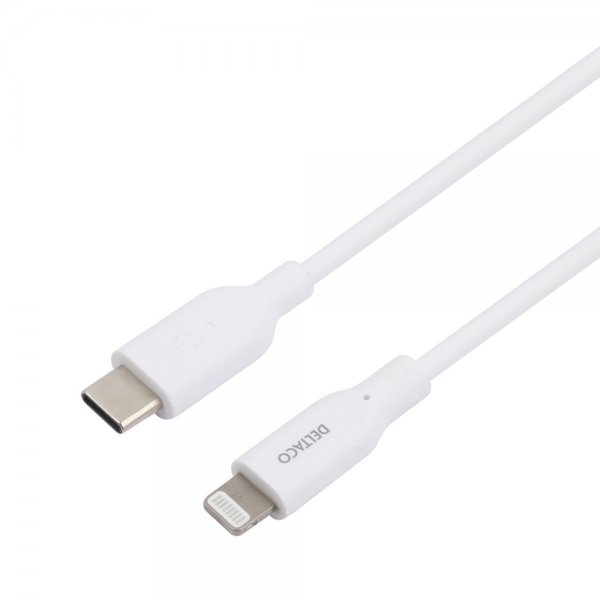 Deltaco Kabel USB-C Cable with Lightning Connector 2m Vit