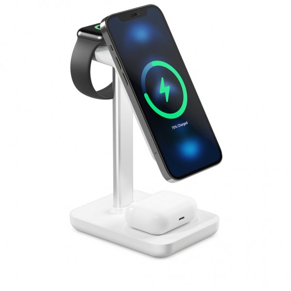 Journey MagSafe-kompatibelt 3-i-1 trådlöst laddningställ Vit