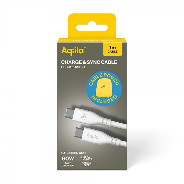 Aqiila Kabel Cablebird CS11 USB-C till USB-C 60W 1m Vit