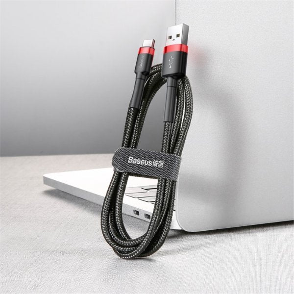 Baseus Kabel Cafule Cable USB-A/USB-C 3m Röd Svart