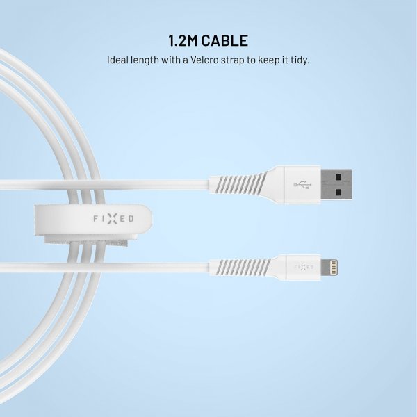 Fixed Kabel Liquid Silicone USB-A/Lightning 1.2m Vit