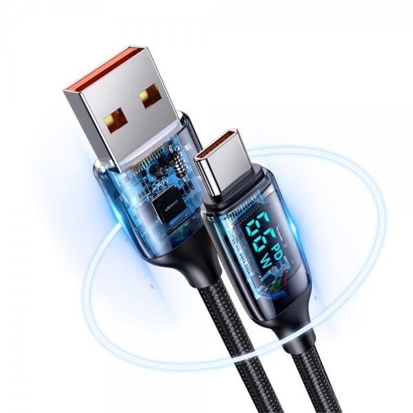 USAMS Kabel U78 Display USB-A/USB-C 1.2 m Svart
