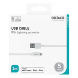 Deltaco Kabel USB-A Cable with Lightning Connector 2m Vit