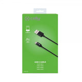 Celly Kabel USB-A till USB-C 2m Svart