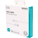 Deltaco Kabel USB-C Cable with Lightning Connector 1m Vit