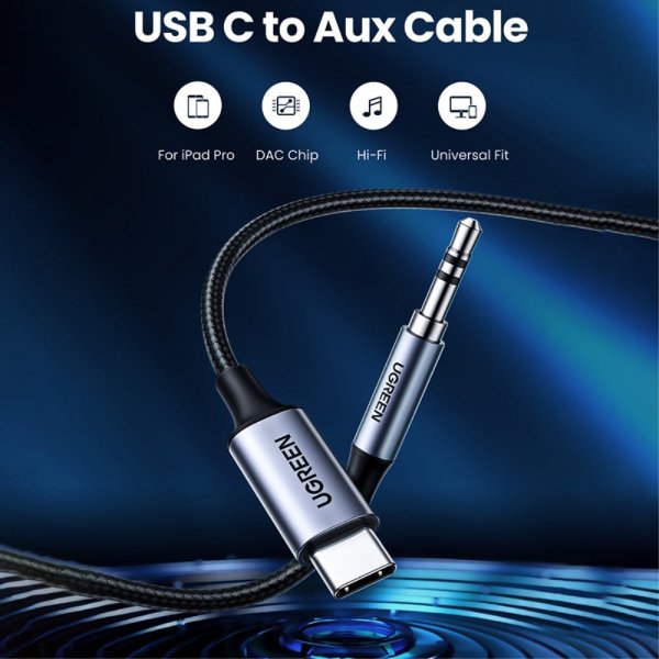 Ugreen Kabel USB-C till 3.5mm AUX 1m