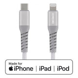 Deltaco Kabel USB-C till Lightning 1 meter Tygbeklädd Silver