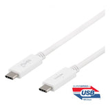 Deltaco Kabel USB-C till USB-C 1 meter 5A/100W Vit