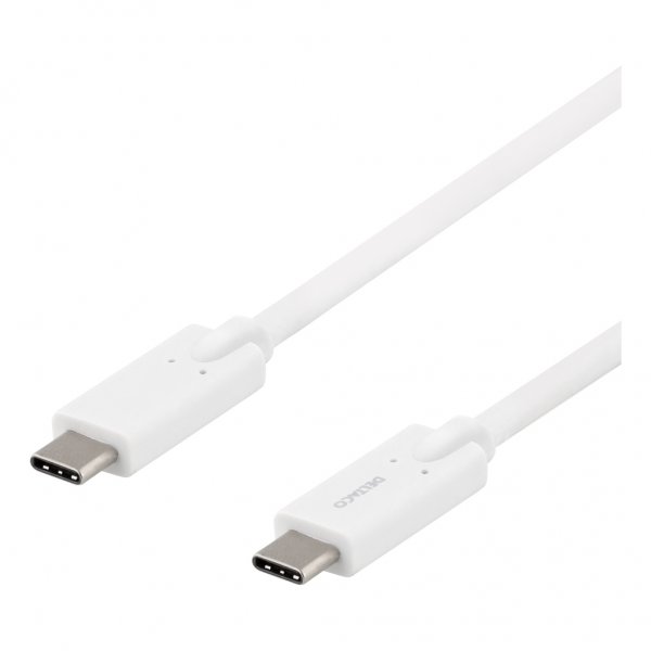 Deltaco Kabel USB-C till USB-C 2 meter Vit