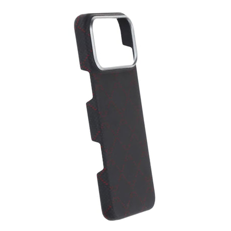 iPhone 17 Pro Max Skal Kevlar MagSafe Svart-röd rutnät