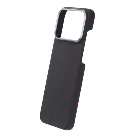 iPhone 17 Pro Max Skal Kevlar MagSafe Svart-röd rutnät