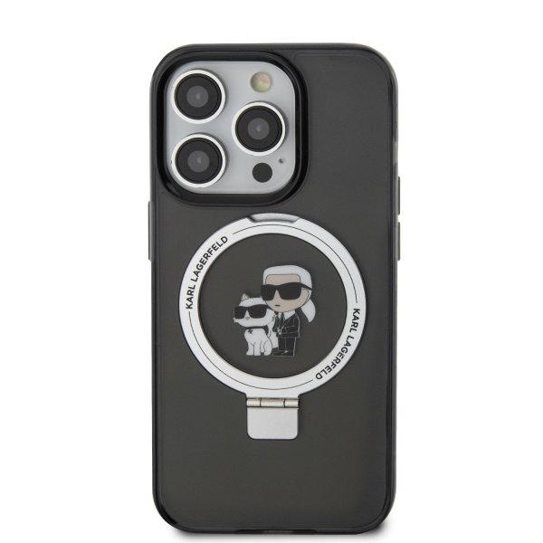 Karl Lagerfeld iPhone 15 Plus Skal Ring Stand MagSafe Svart