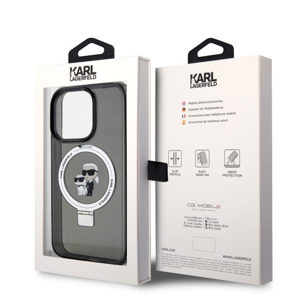Karl Lagerfeld iPhone 15 Plus Skal Ring Stand MagSafe Svart