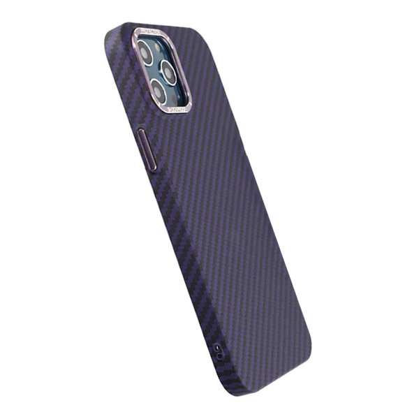 iPhone 12 Pro Max Skal Kolfibermönster Lila