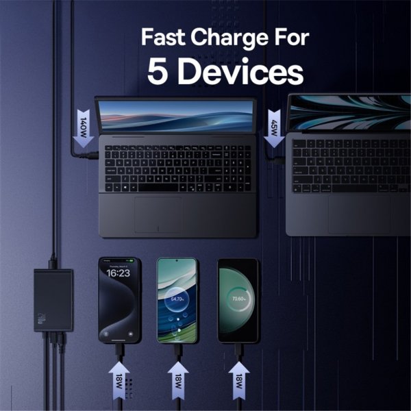 Baseus Laddare 240W Digital GaN Desktop Fast Charger