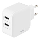 Deltaco Laddare 24W 2xUSB-A Vit