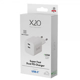 X2O Laddare 45W Dubbel USB-C/USB-C GaN Vit