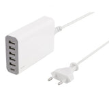Deltaco Laddare 60W USB-C & 5xUSB-A Vit