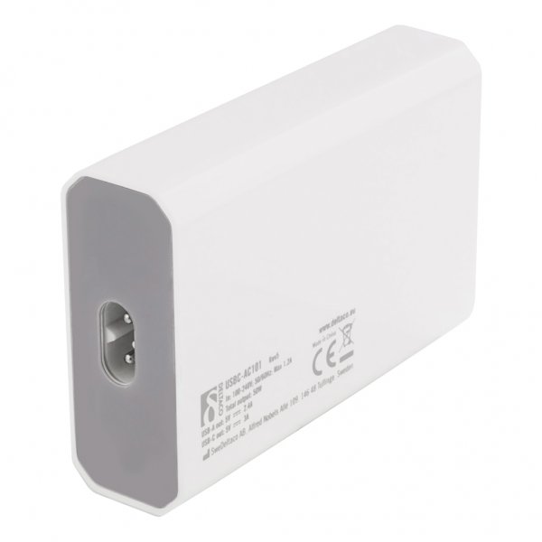 Deltaco Laddare 60W USB-C & 5xUSB-A Vit