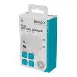 Deltaco Laddare Dual USB Wall Charger