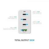 Fixed Laddare GaN100 3xUSB-C & 1xUSB-A